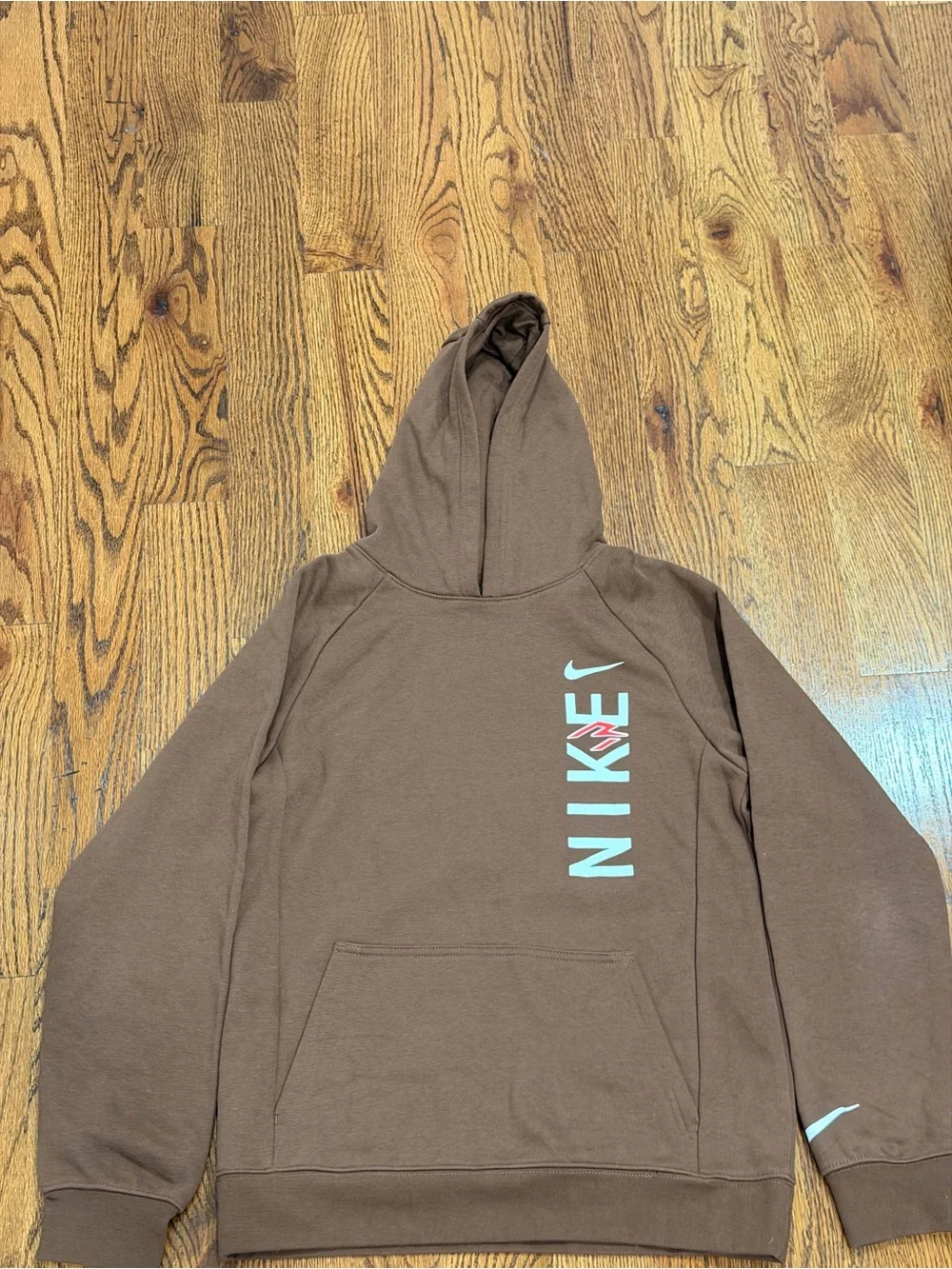 Nike Brown Kids Hoodie with Vertical Logo